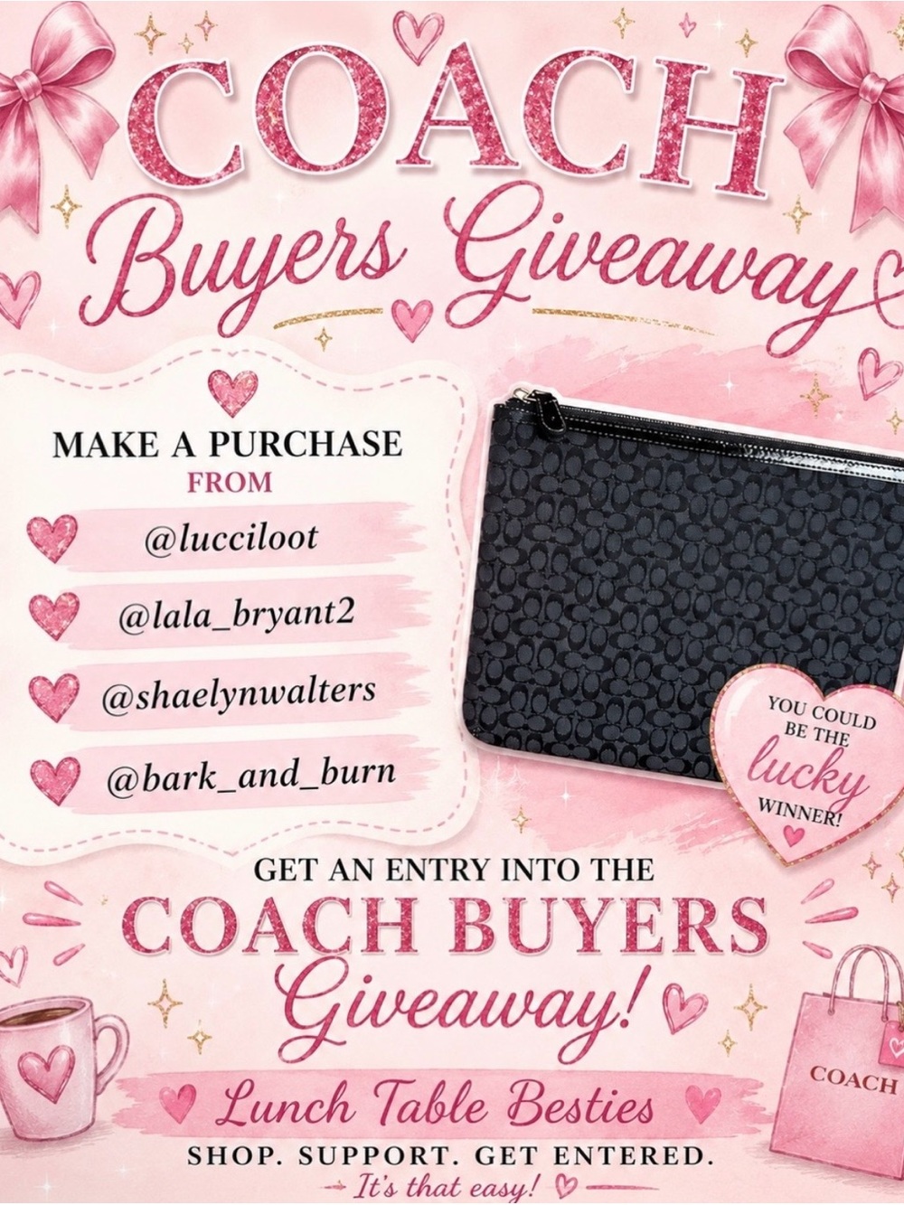 COACH BUYERS GIVEAWAY!!! Signature Small Zip Pouch - Black/Charcoal